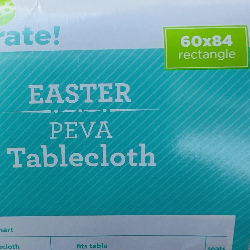 Way to‎ Celebrate Easter Peva 60x84 Tablecloth Colorful Easter Eggs Vinyl NEW